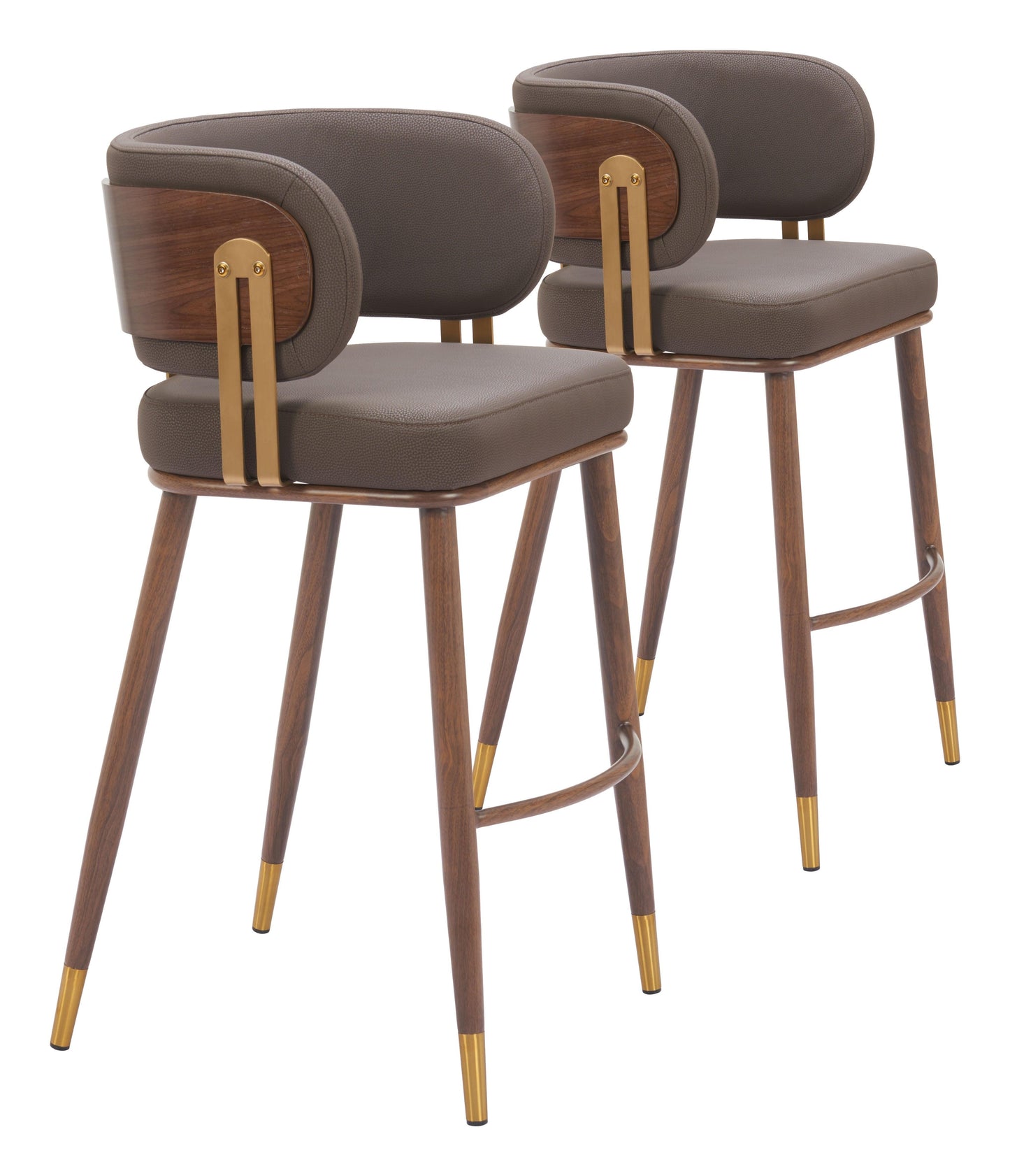 Brew Barstool (Set of 2) Brown & Walnut