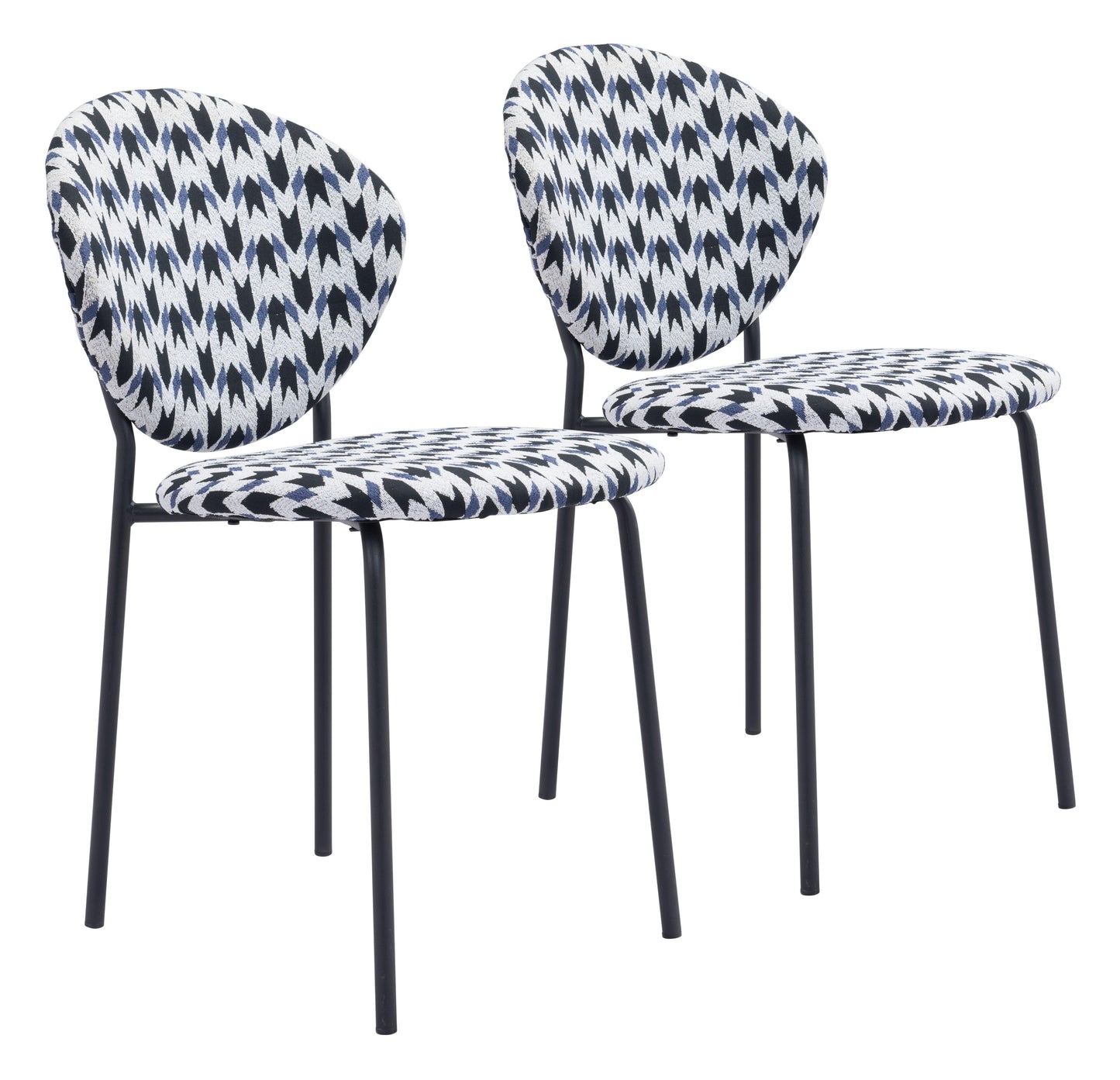 Clyde Dining Chair (Set of 2) Geometric Print & Black