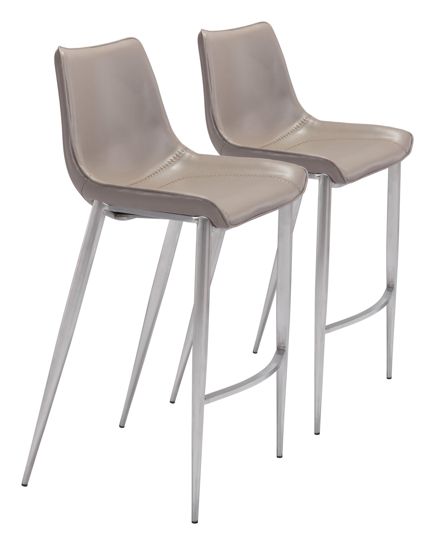 Magnus Barstool (Set of 2) Brown & Silver