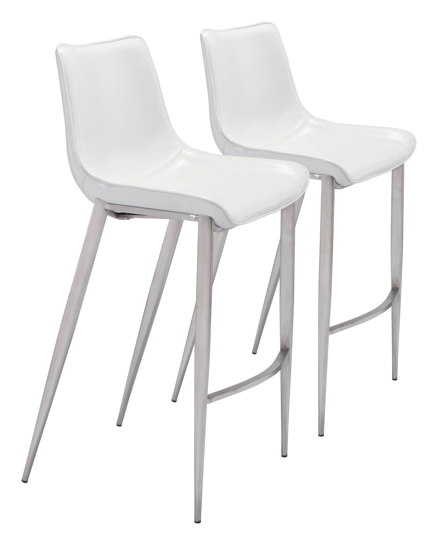 Magnus Barstool (Set of 2) White & Silver