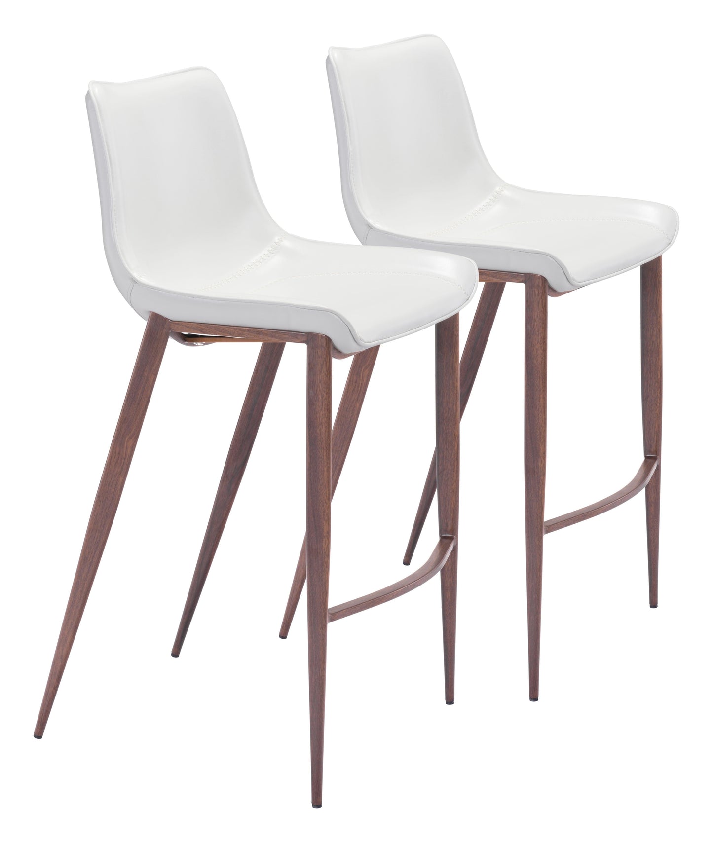 Magnus Barstool (Set of 2) White & Walnut