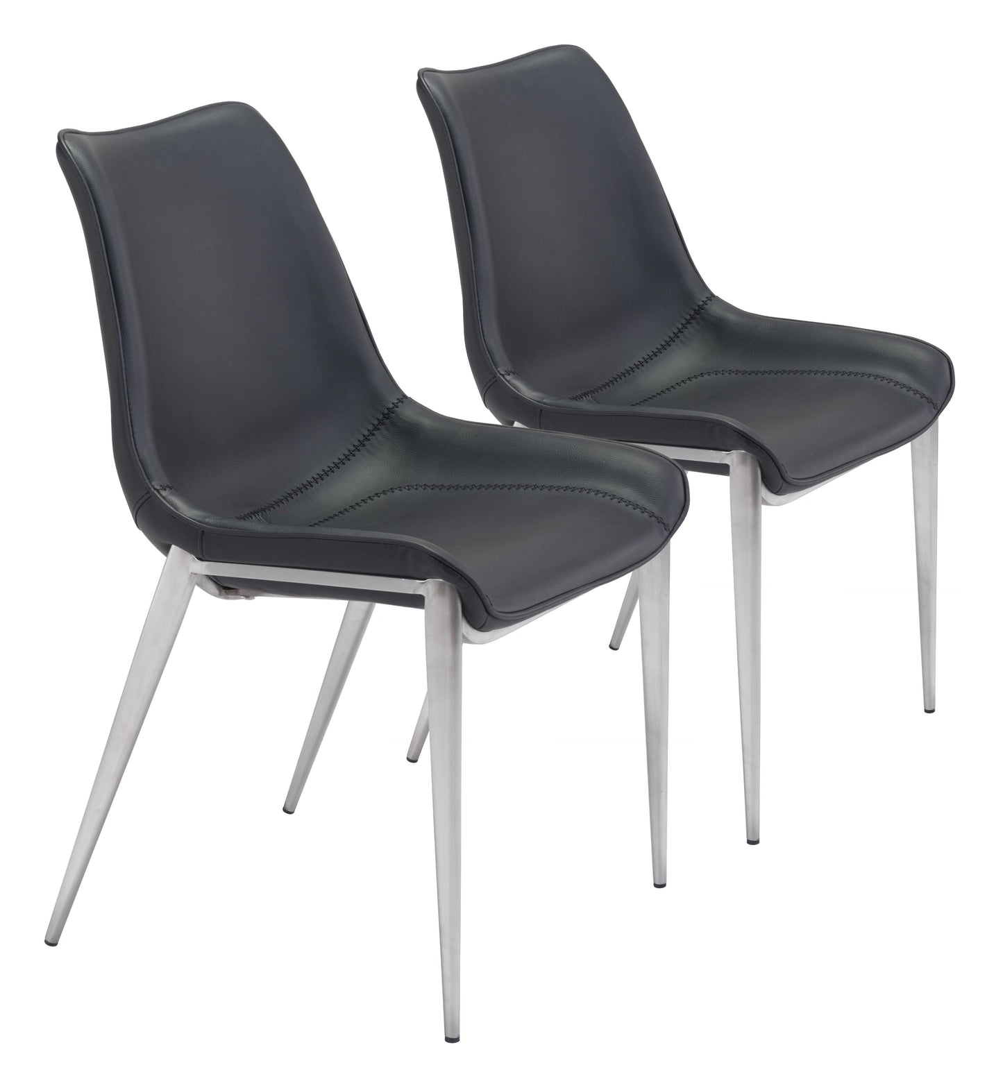 Magnus Dining Chair (Set of 2) Black & Silver