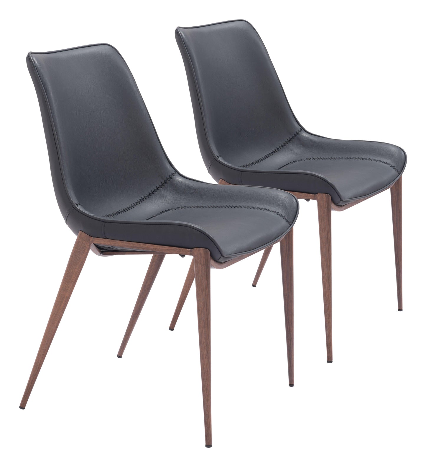 Magnus Dining Chair (Set of 2) Black & Walnut