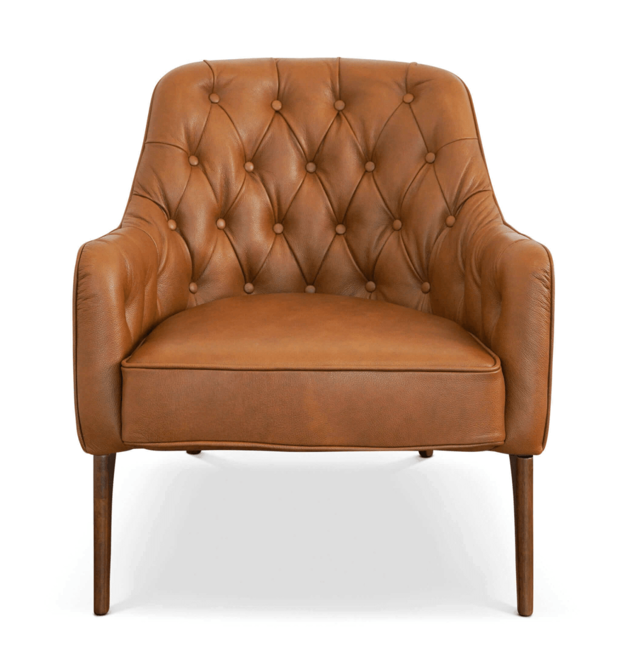 Joshua Tufted Tan Leather Lounge Chair