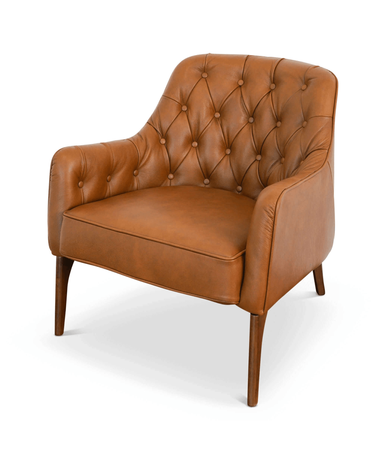 Joshua Tufted Tan Leather Lounge Chair