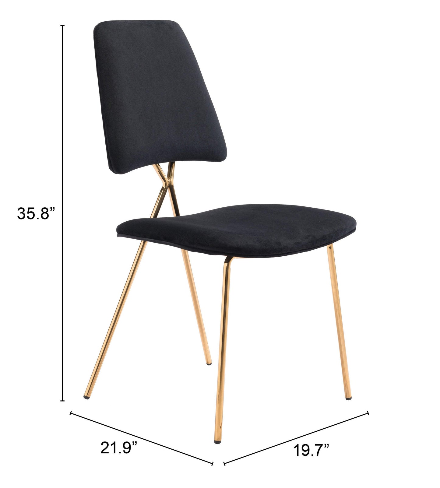 Chloe Dining Chair (Set of 2) Black & Gold