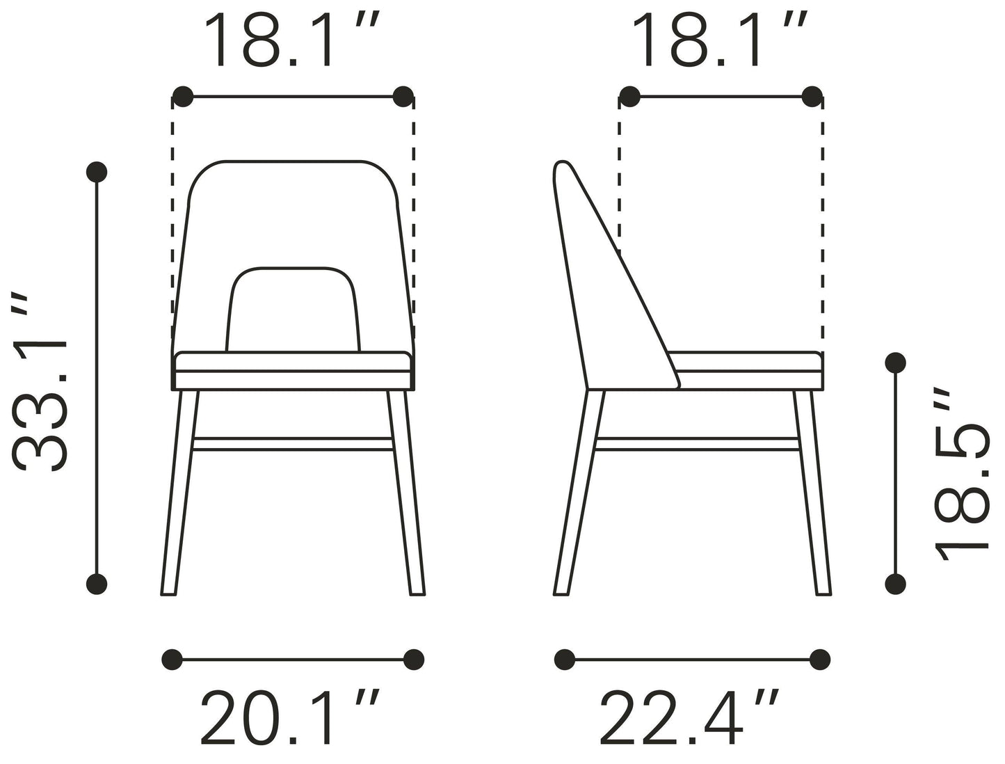 Iago Dining Chair (Set of 2) Light Gray & Walnut