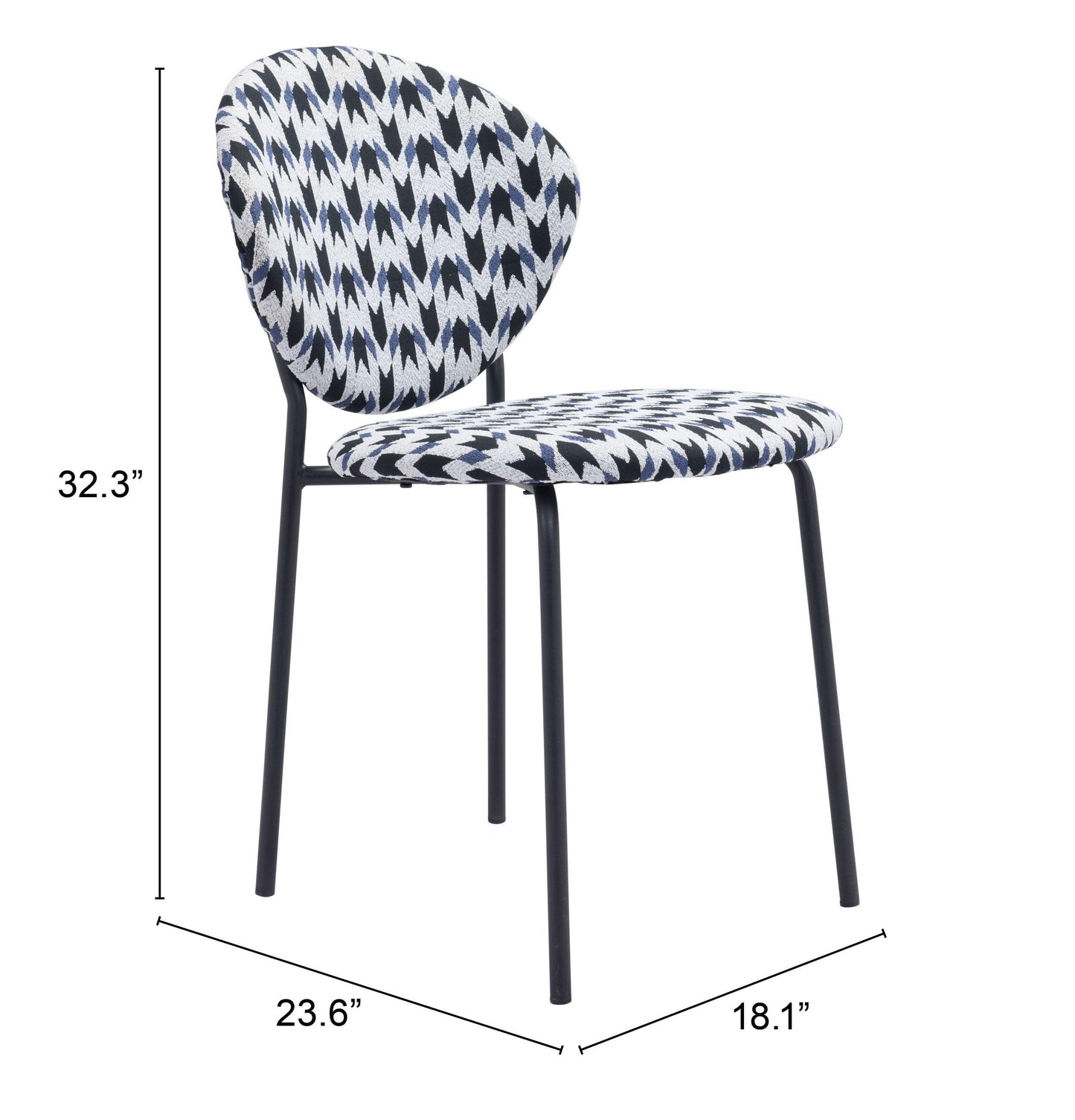 Clyde Dining Chair (Set of 2) Geometric Print & Black