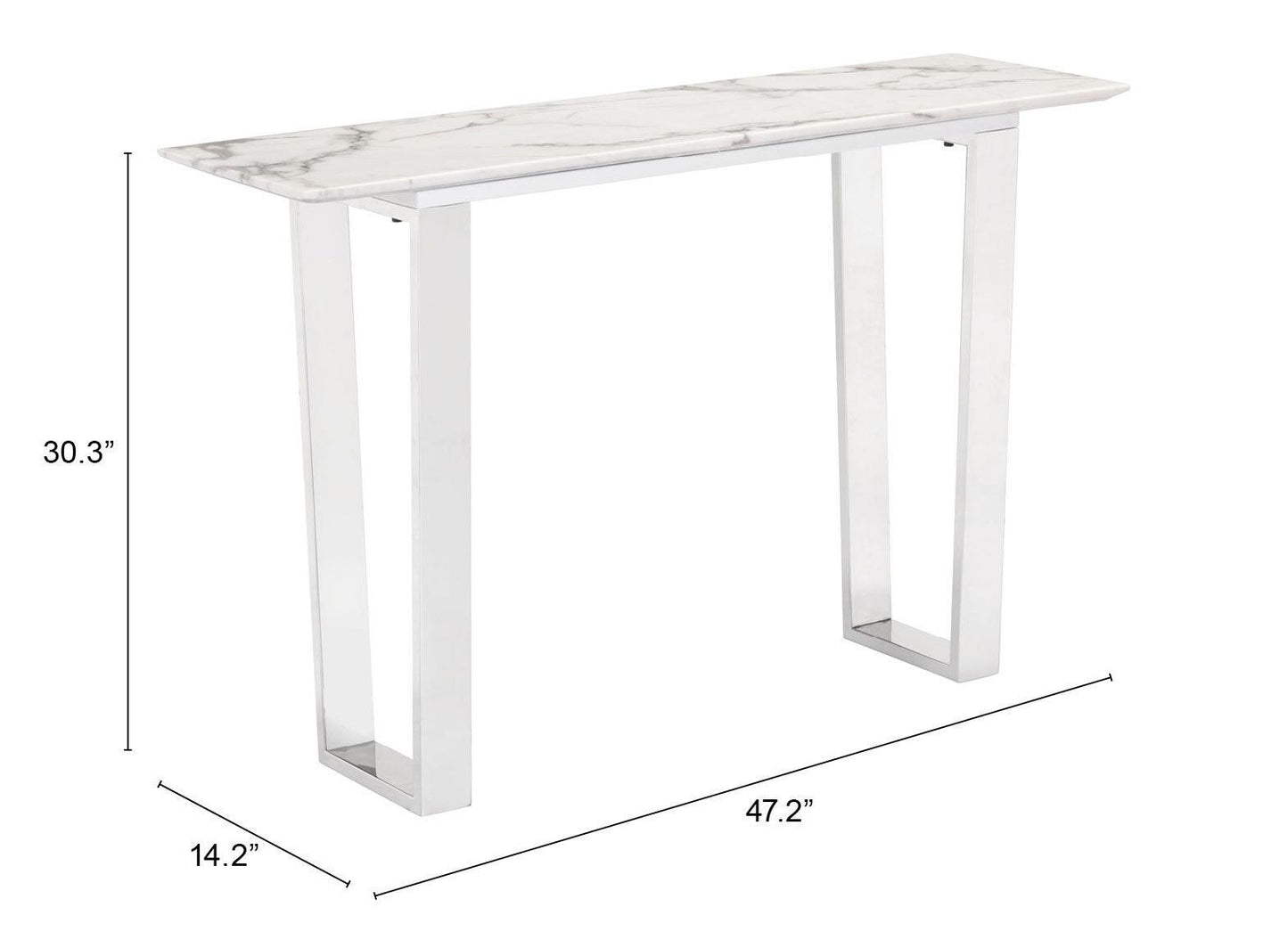 Atlas Console Table White & Silver