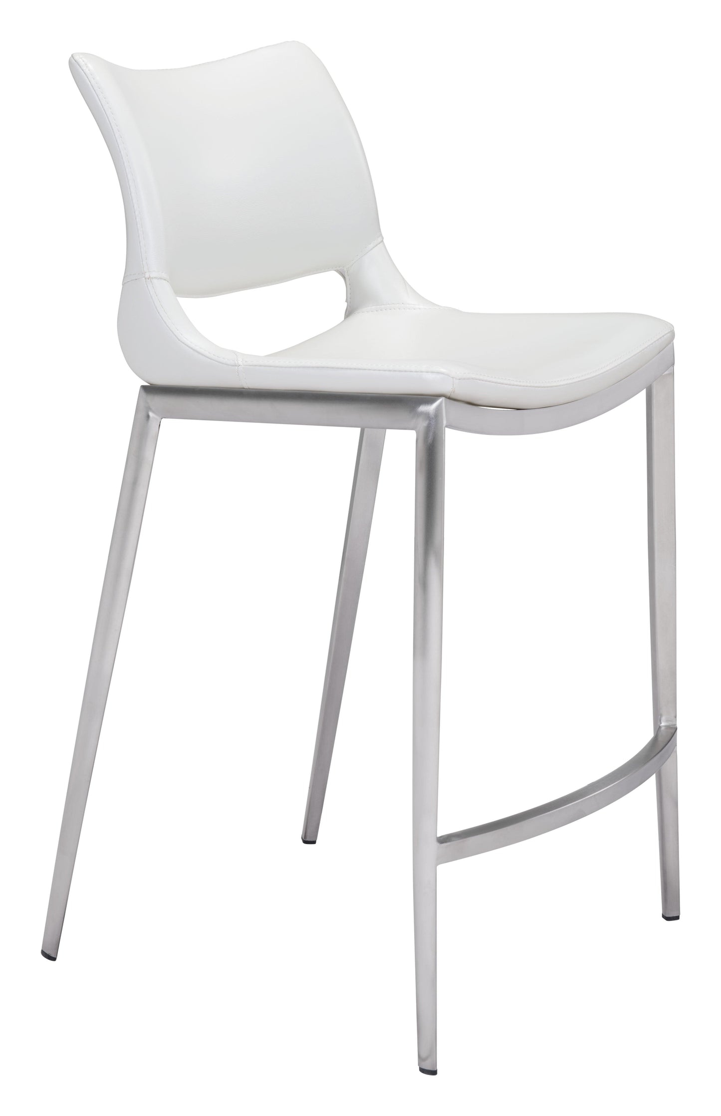 Ace Counter Stool (Set of 2) White & Silver