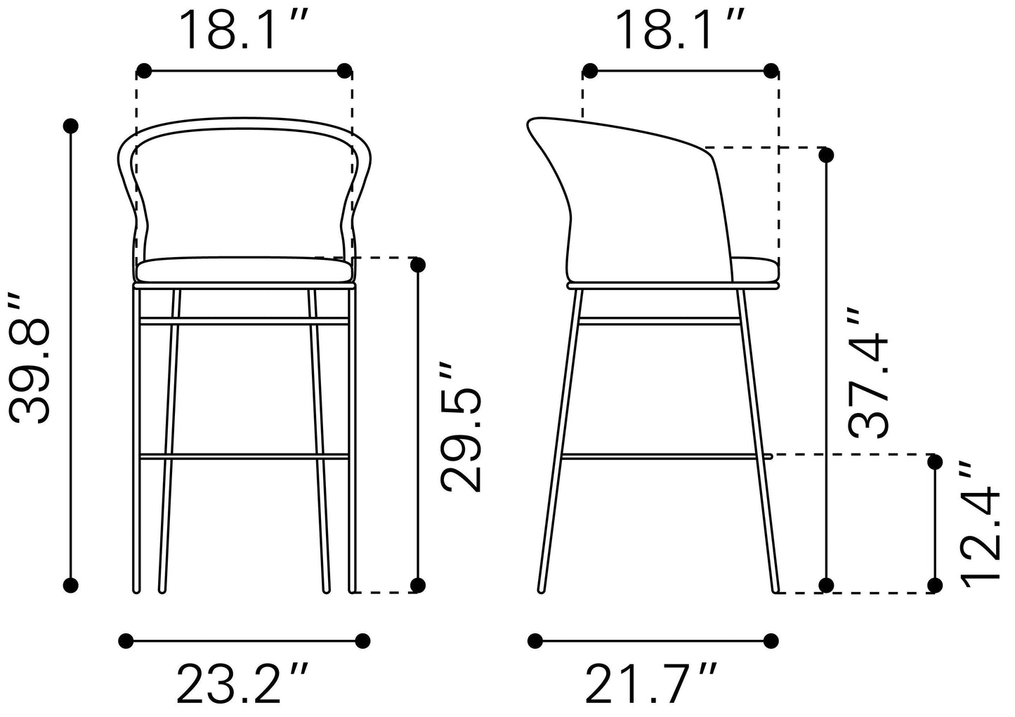 Freycinet Barstool (Set of 2) Black