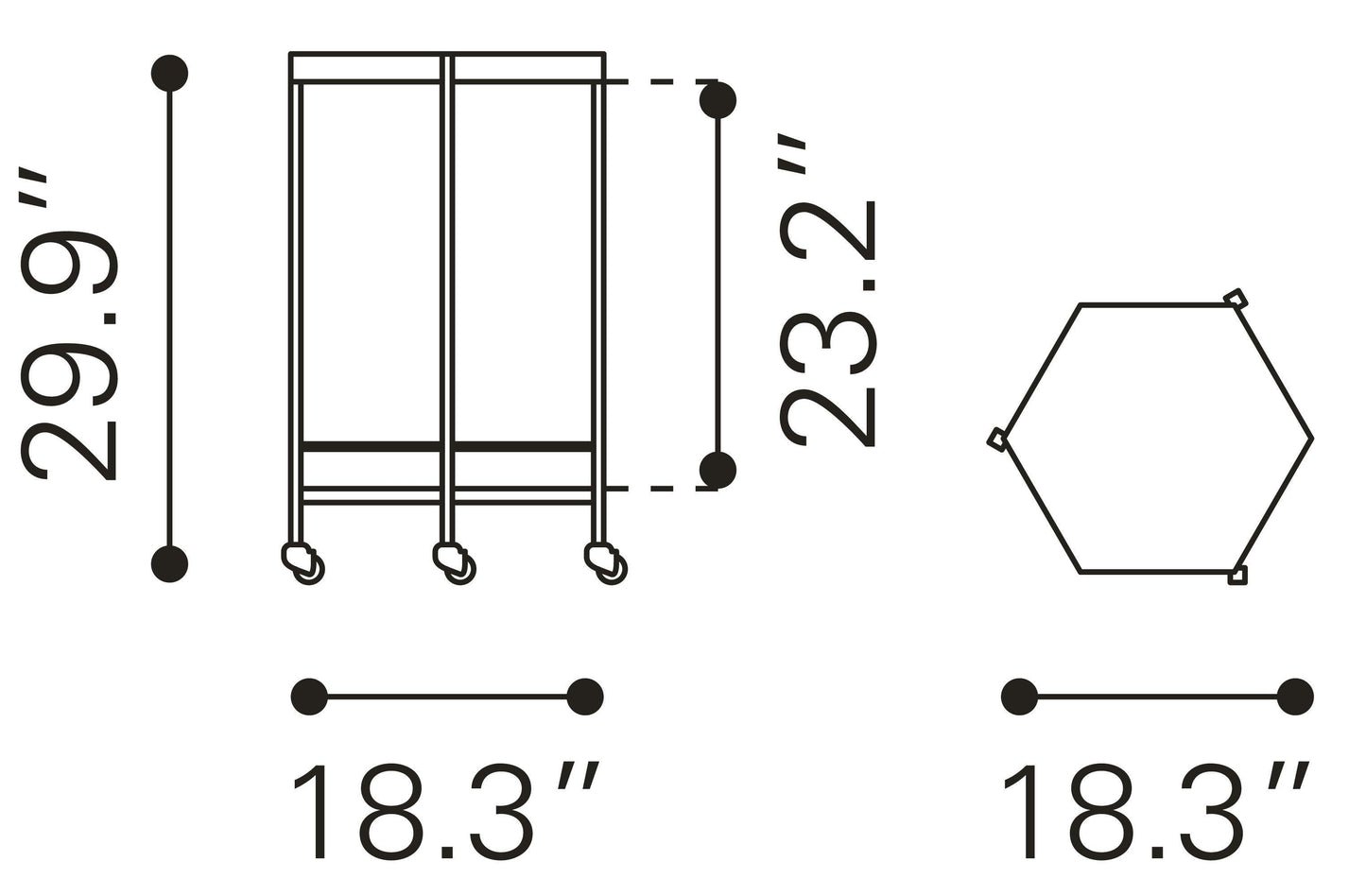 Hex Bar Cart Copper