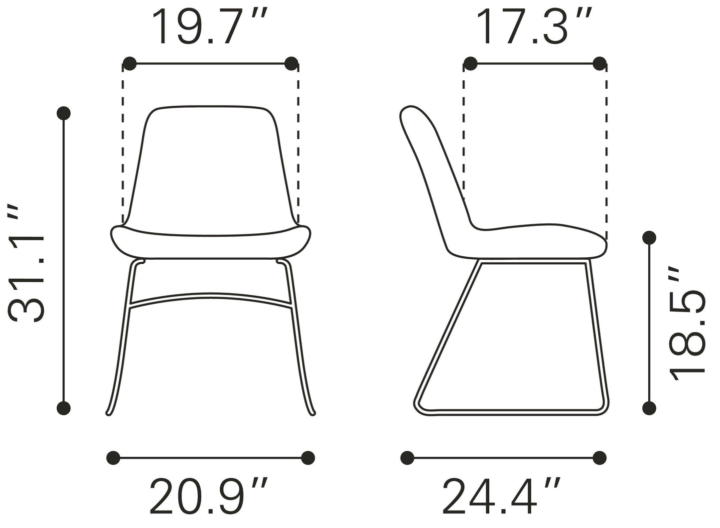 Tammy Dining Chair (Set of 2) Green