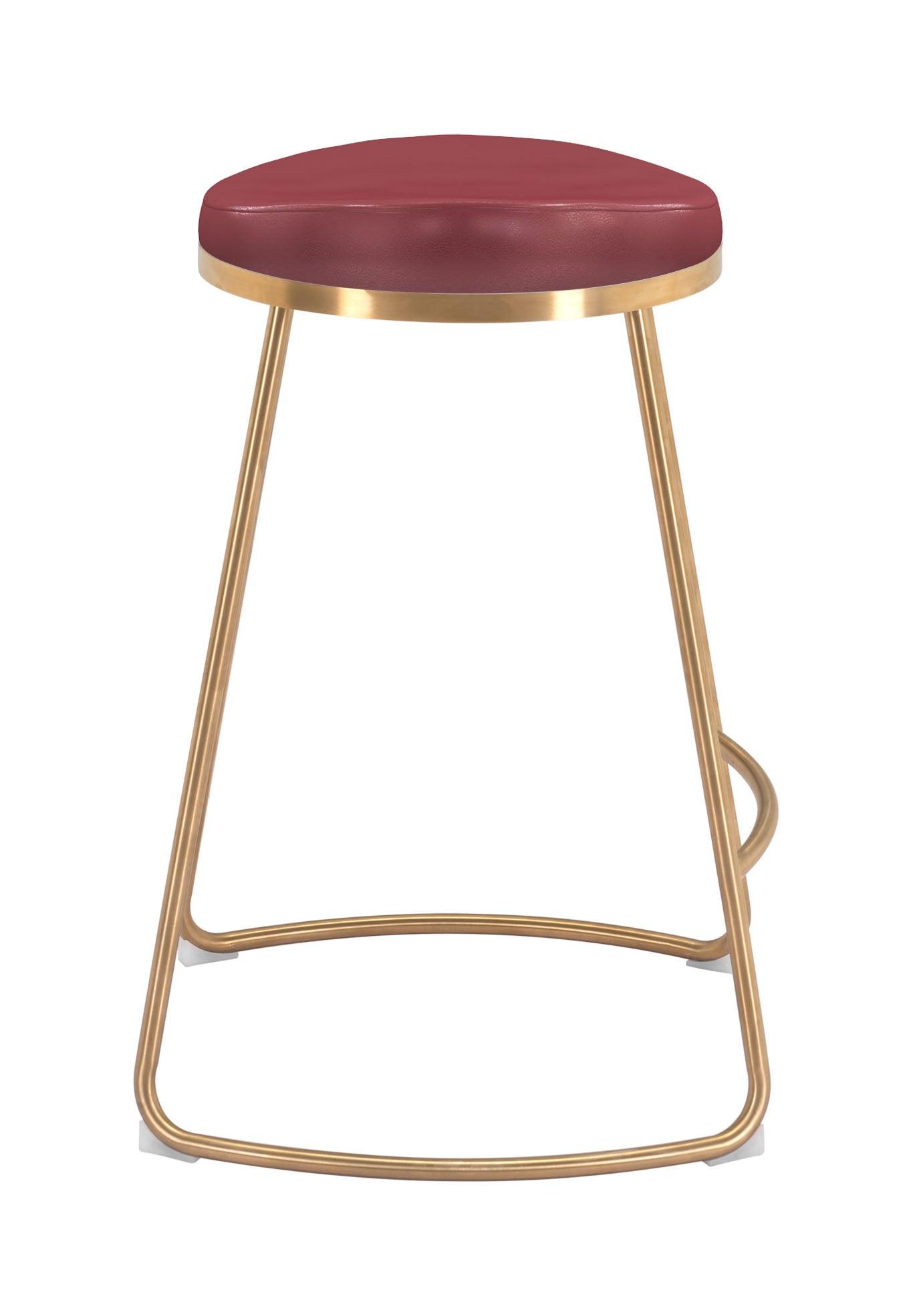 Bree Counter Stool (Set of 2) Burgundy & Gold