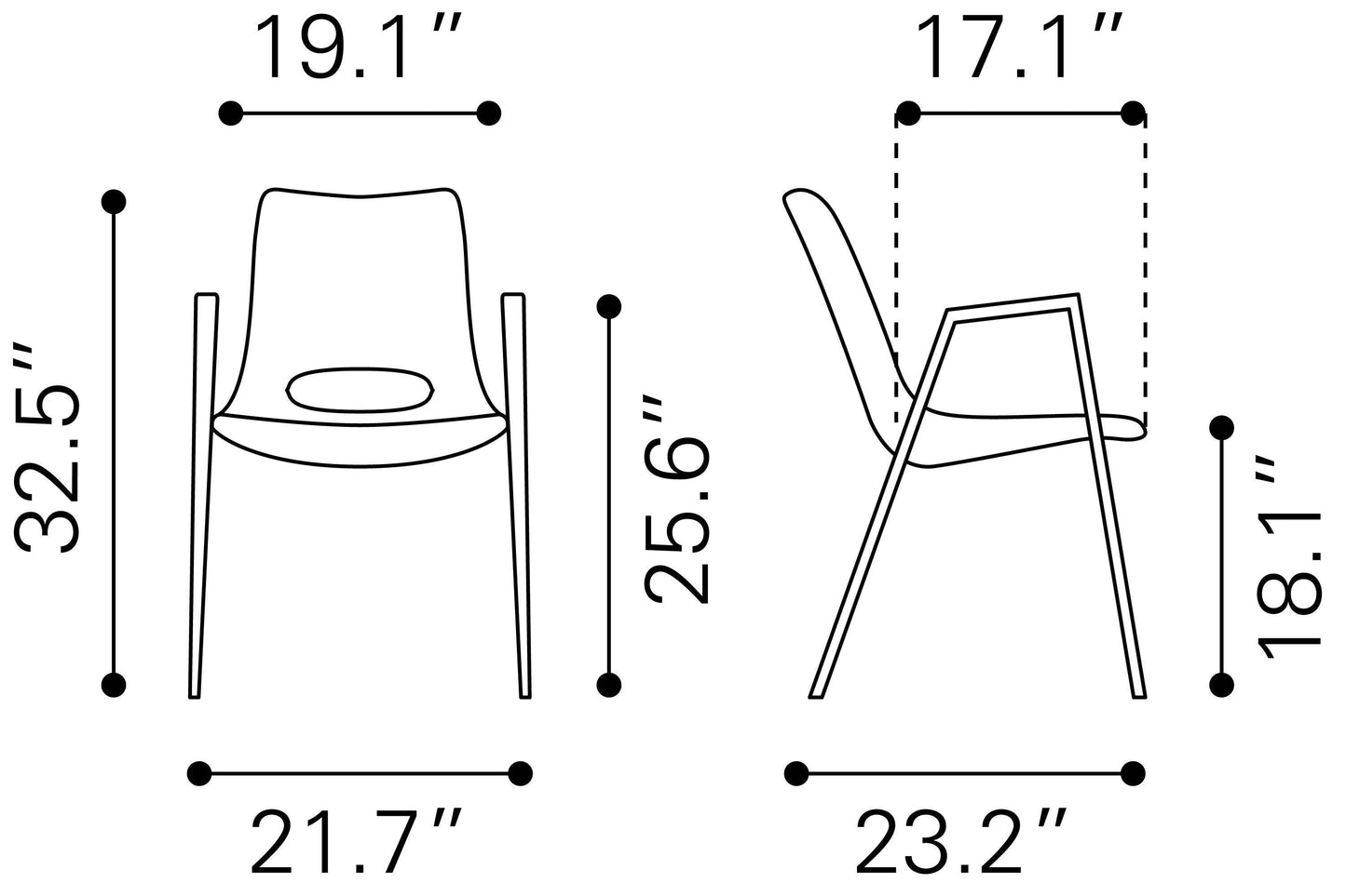 Desi Dining Chair (Set of 2) White & Walnut