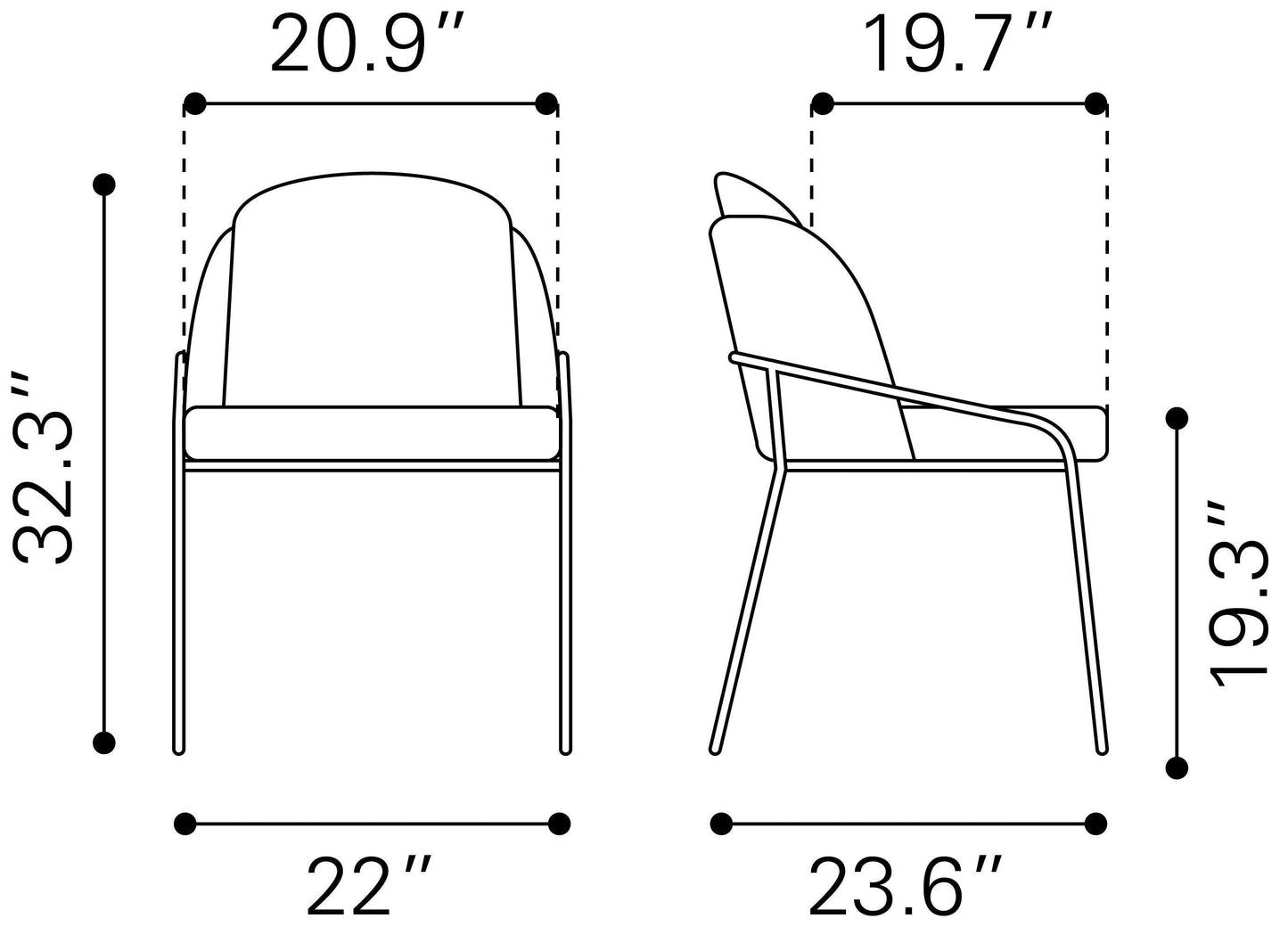 Jambi Dining Chair (Set of 2) Black & White