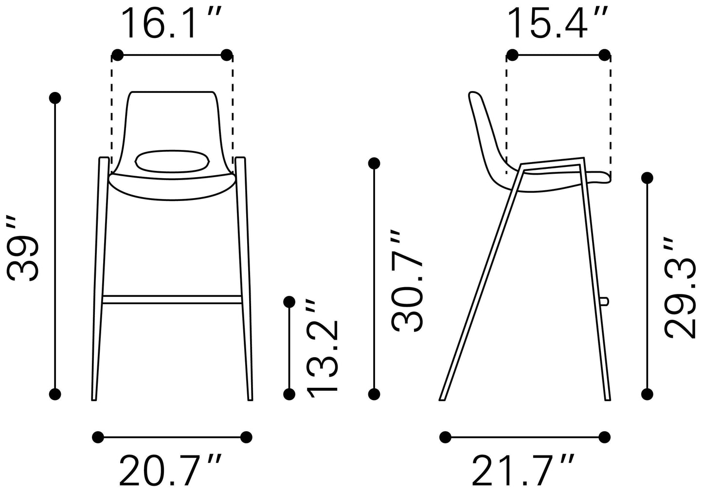 Desi Barstool (Set of 2) Black & Walnut