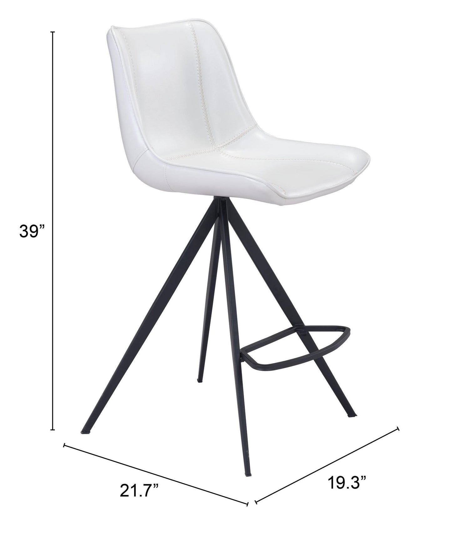 Aki Counter Stool (Set of 2) White & Black