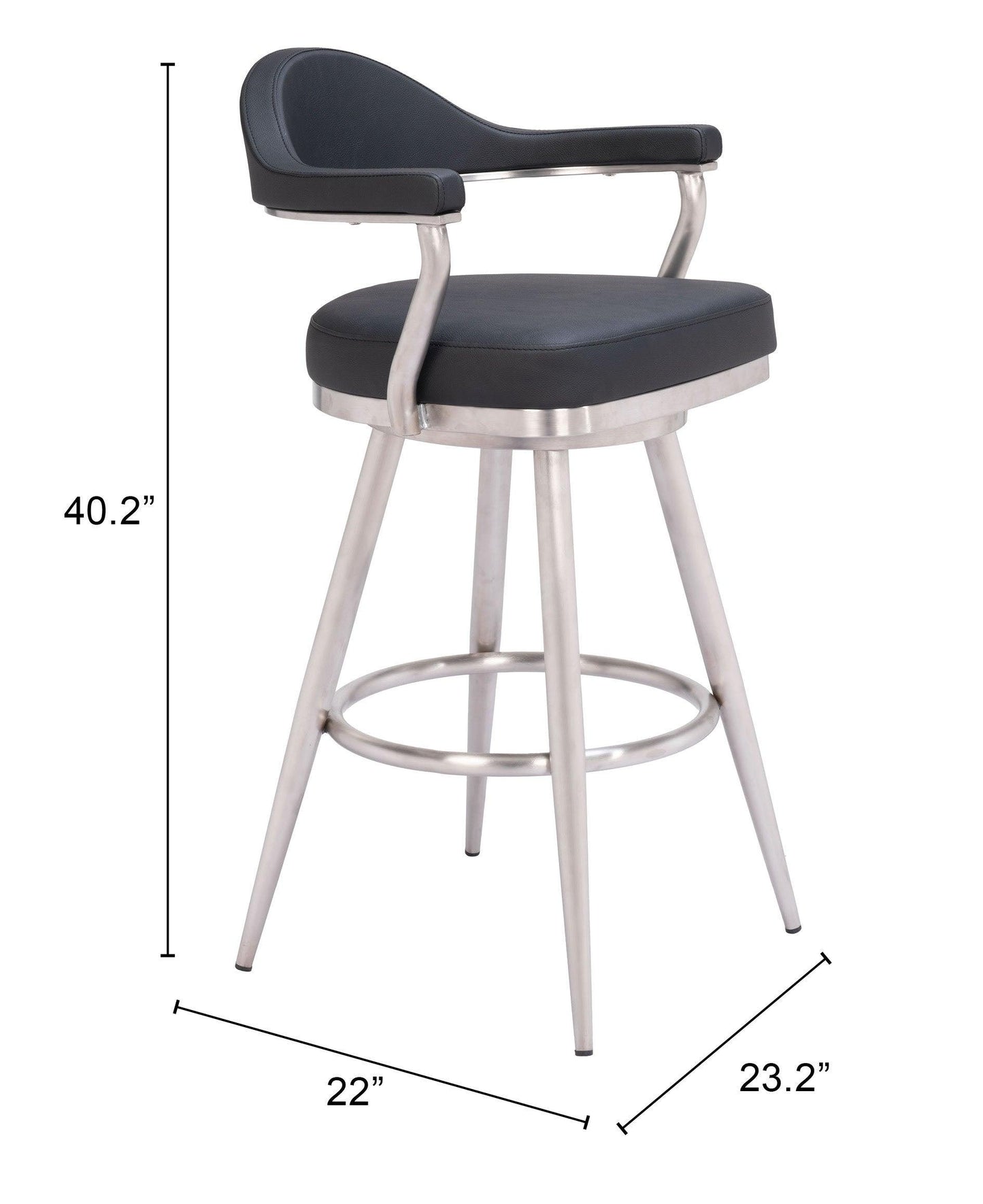 Vagur Swivel Barstool Black