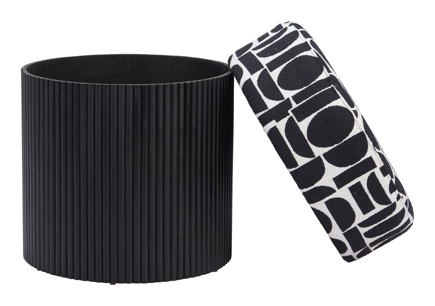 Boto Storage Ottoman Black & White