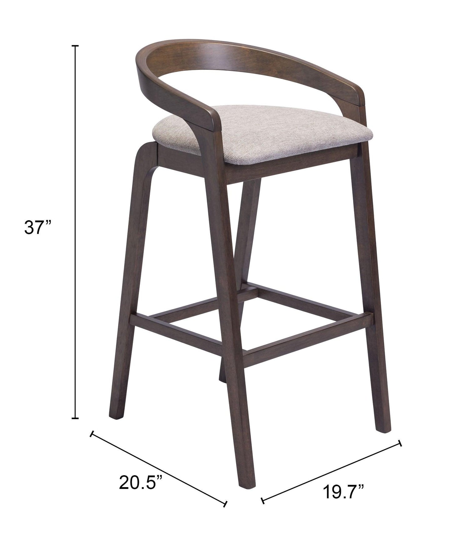 Troy Barstool (Set of 2) Dove Gray & Espresso