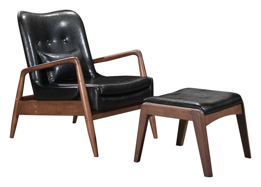 Bully Lounge Chair & Ottoman Black