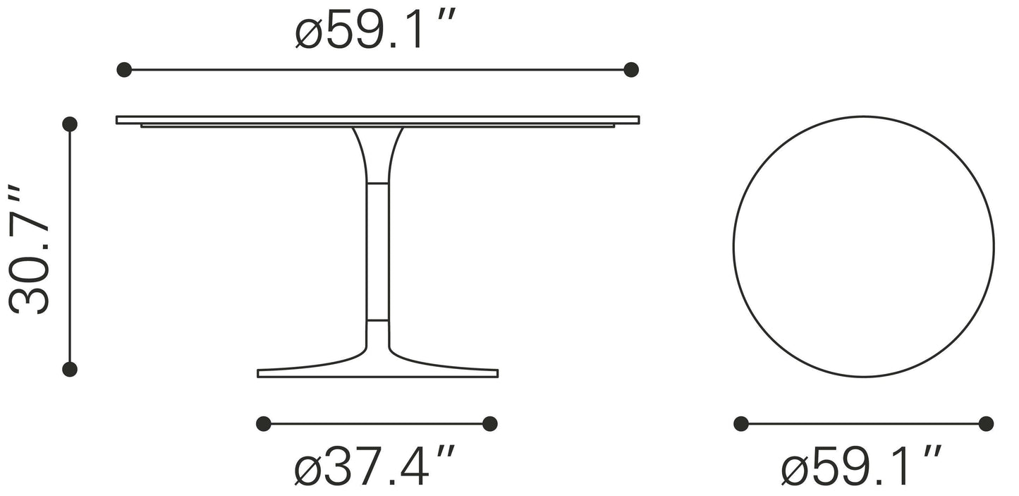 Star City Dining Table (60") Gray & Silver