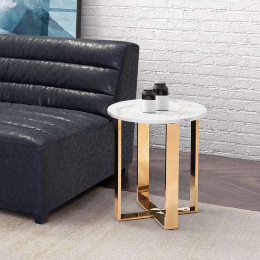 Atlas End Table White & Gold