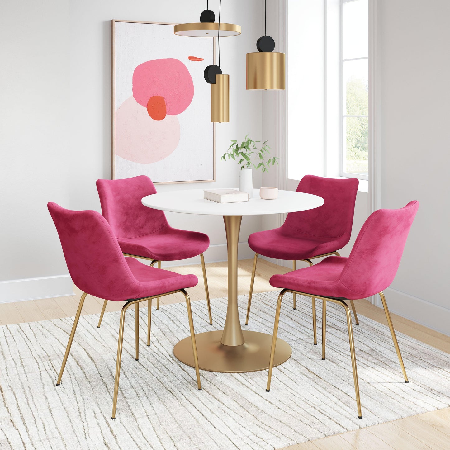 Tony Dining Chair (Set of 2) Red & Gold