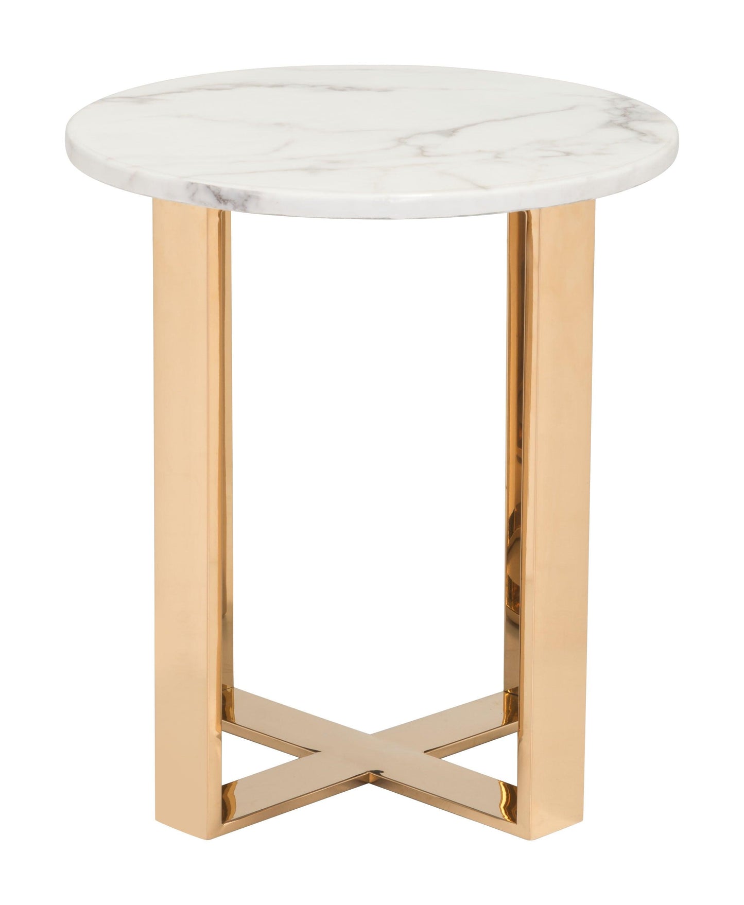 Atlas End Table White & Gold