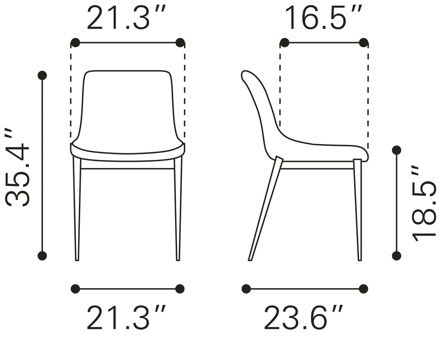 Magnus Dining Chair (Set of 2) Black & Silver