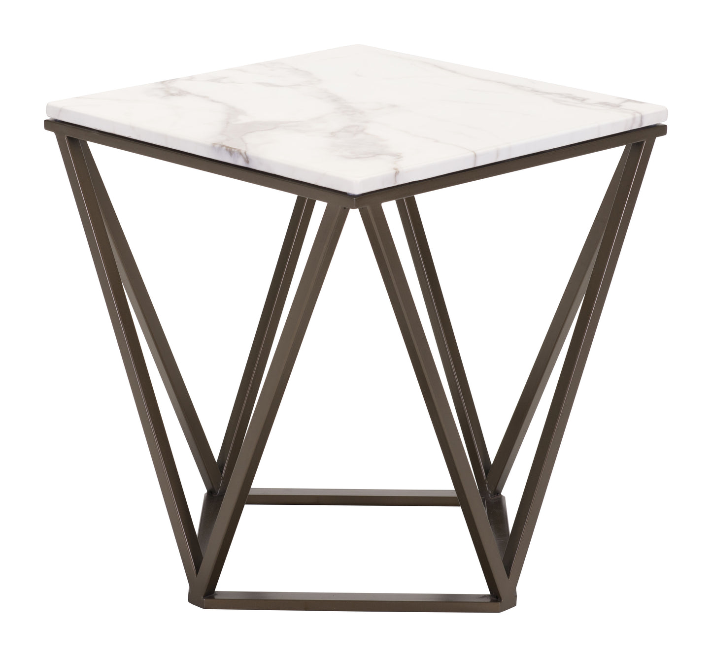 Tintern End Table White & Antique Bronze