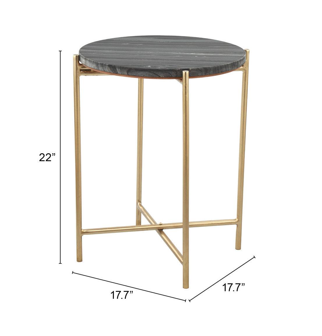 David Side Table Gray & Gold