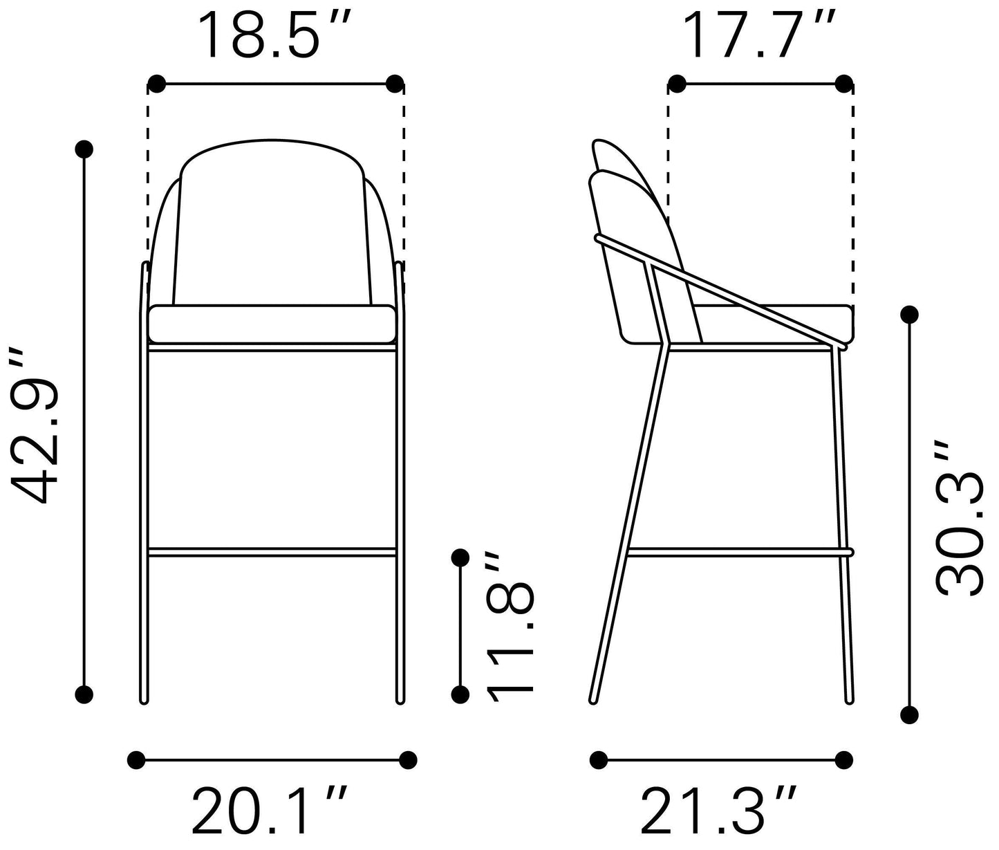 Jambi Barstool (Set of 2) Black & White