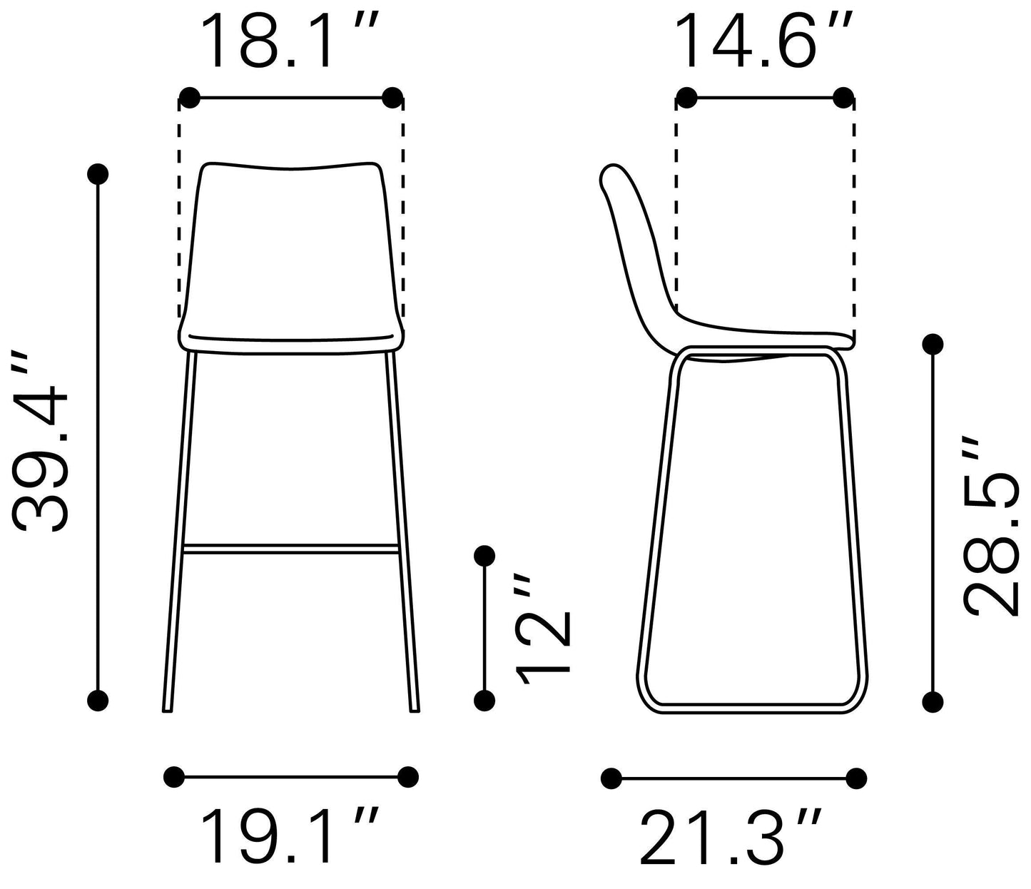 Smart Barstool (Set of 2) Burnt Orange