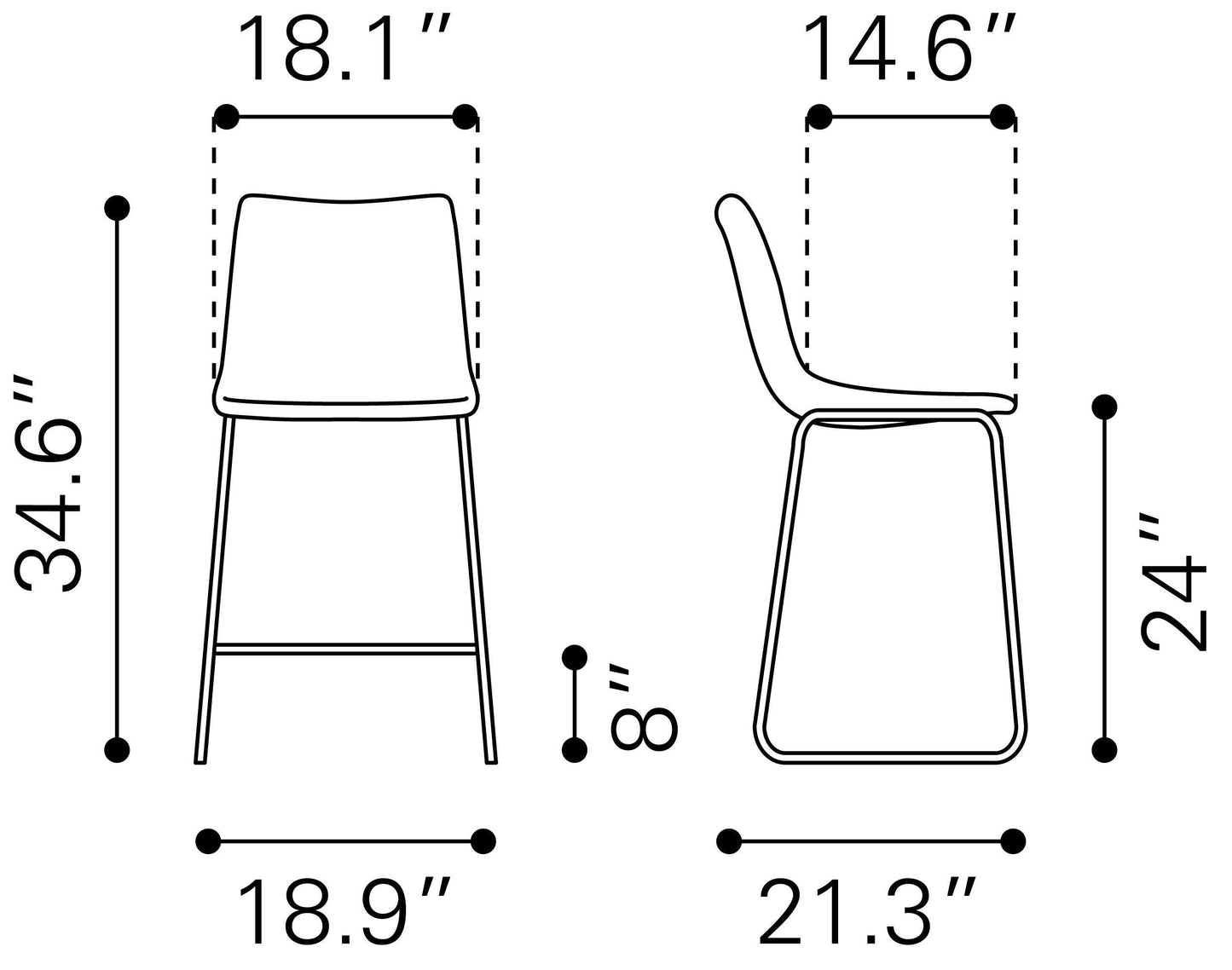 Smart Counter Stool (Set of 2) Burnt Orange