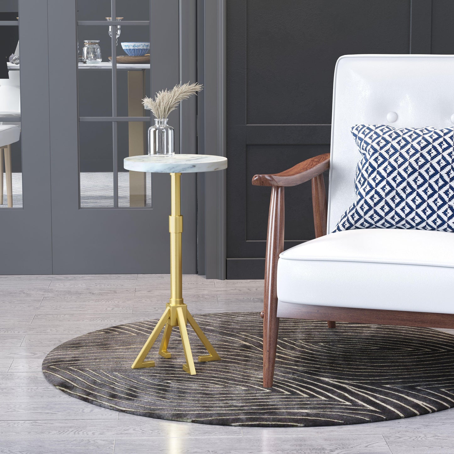 Maurice Side Table White & Gold