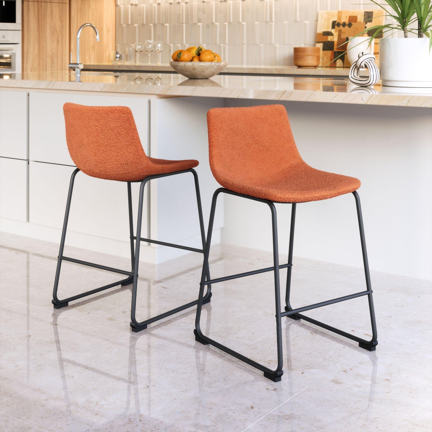 Smart Counter Stool (Set of 2) Burnt Orange