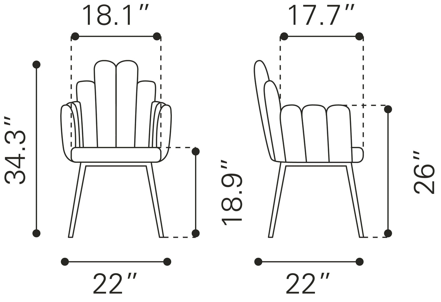 Noosa Dining Chair (Set of 2) Gray