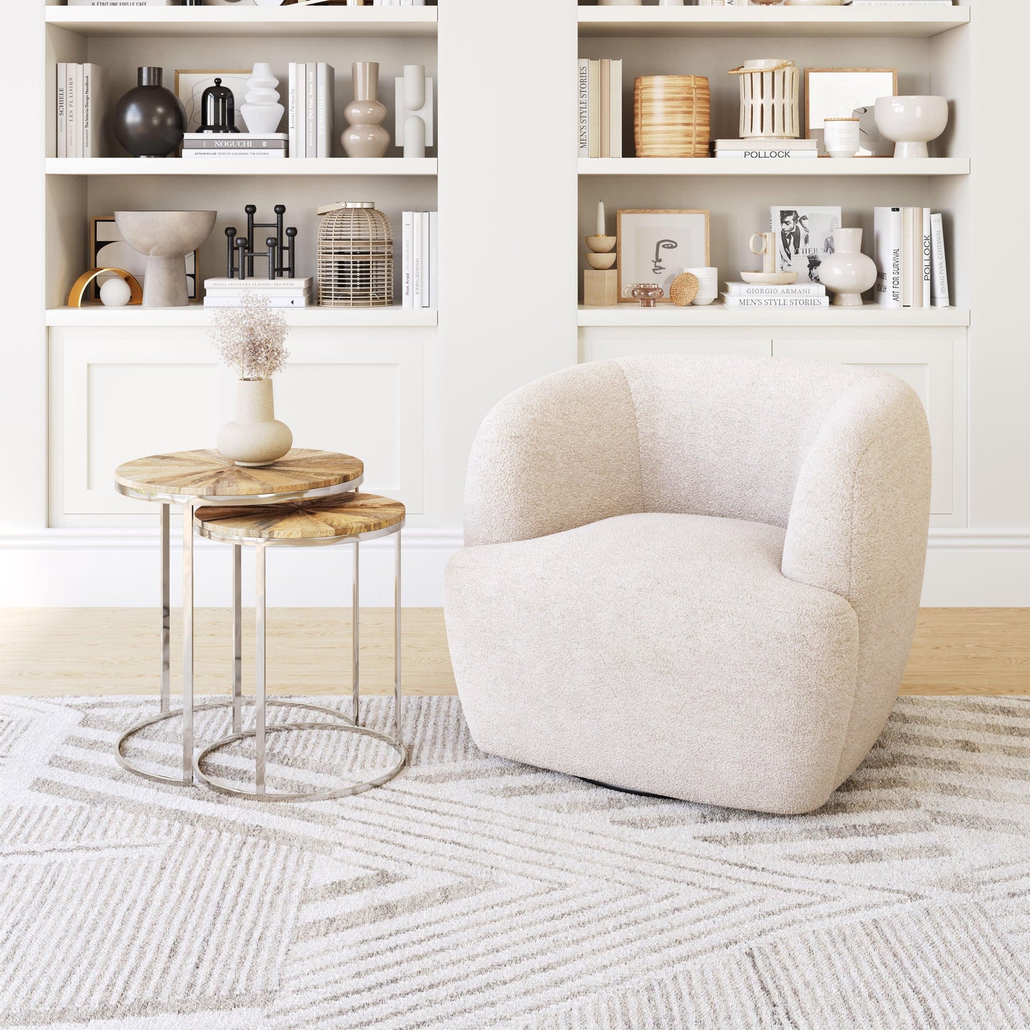 Govan Swivel Chair Ivory