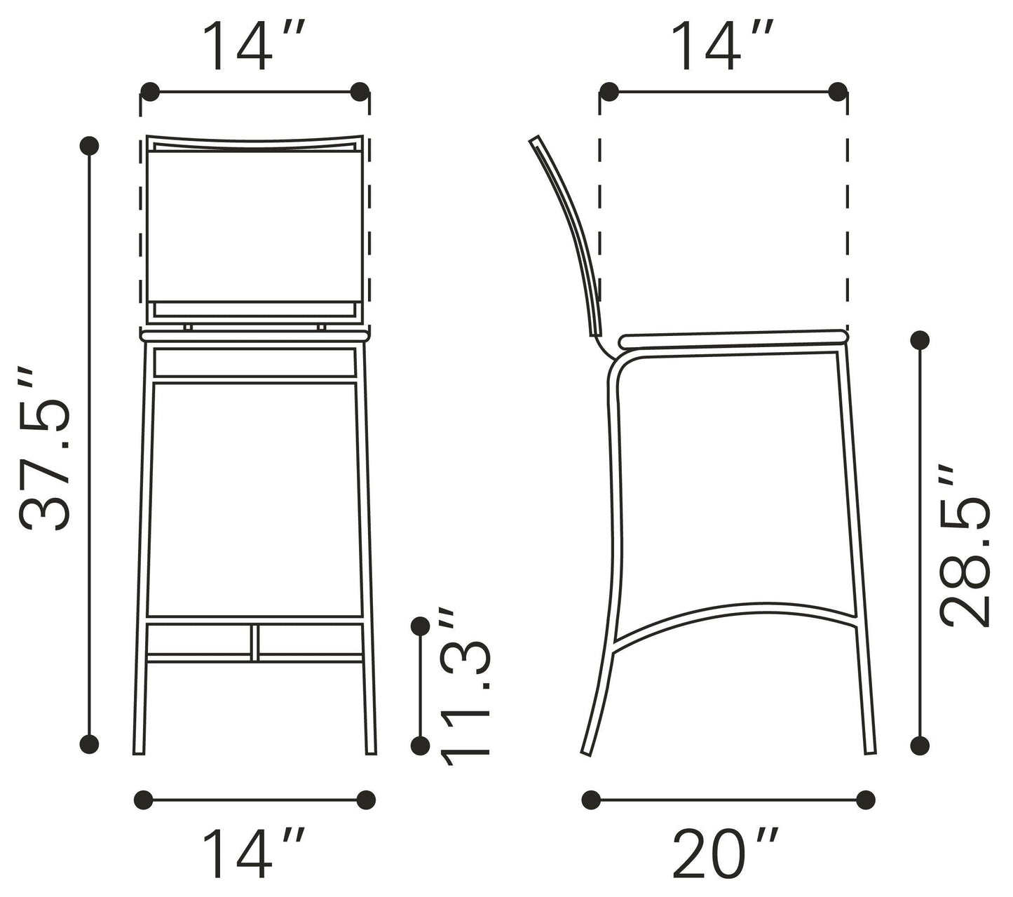 Soar Barstool (Set of 2) Black