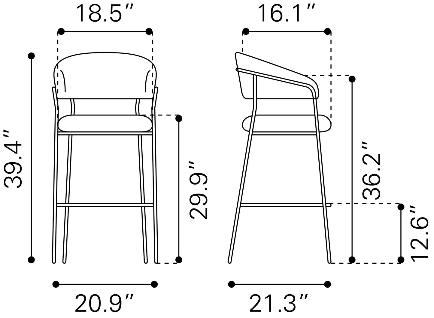 Josephine Barstool (Set of 2) Cream