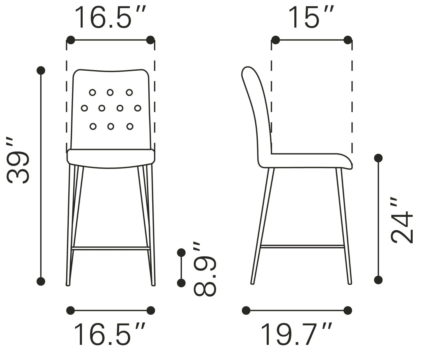 Uppsala Counter Stool (Set of 2) Graphite